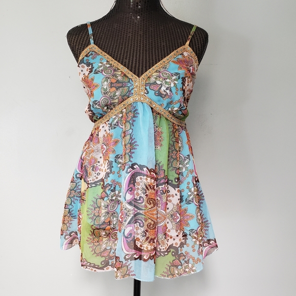 Funky People Tops - 💜3/$20💜Funky people boho flowy tank XL